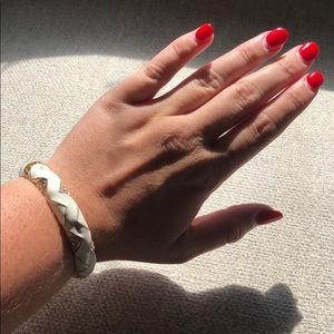 Gold and white enamel bracelet